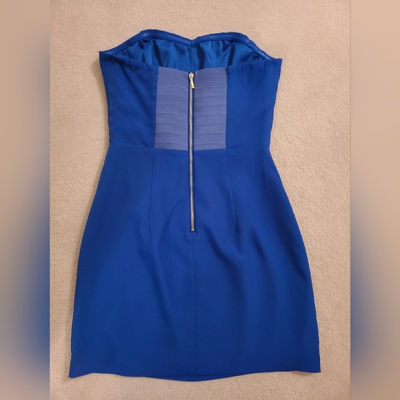 Marciano Cut-Out Mini Dress with Gold Zipper - Blue, US2 - Picture 2 of 5